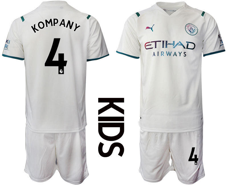 Youth 2021-2022 Club Manchester City away white #4 Soccer Jersey->youth soccer jersey->Youth Jersey